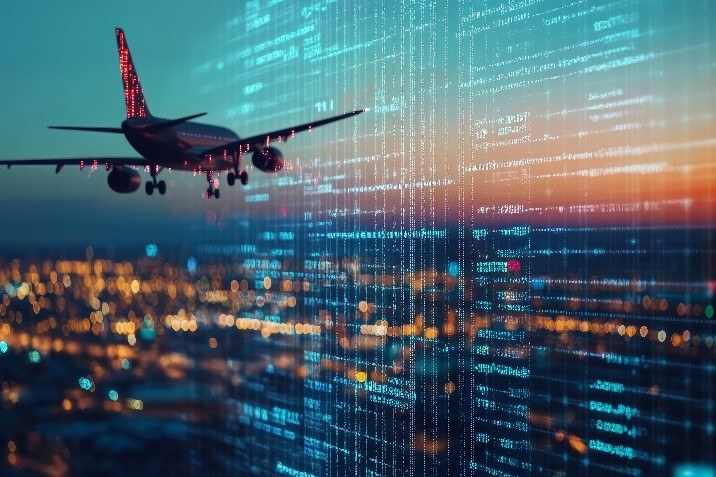 Flugzeug über Stadt